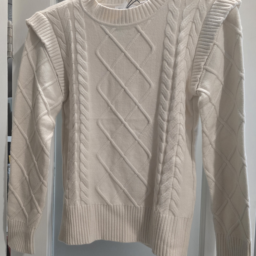 Spring + Mercer Women's Long Sleeve Beige-Cream Cable Knit Sweater, Sz: XS, NWT